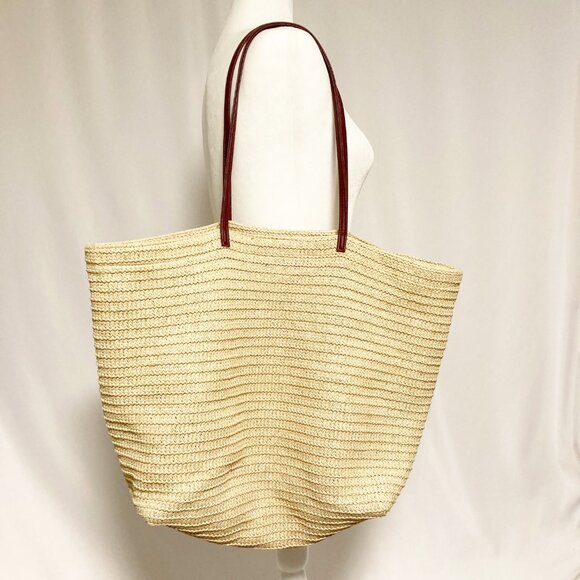 Vera Bradley Resort Medallion Seashore Beach Tote Fish Straw Faux Leather Trim - Picture 4 of 11